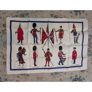Vintage Mid Century Lamont Irish Linen Souvenir Tea Towel - Royal Guards